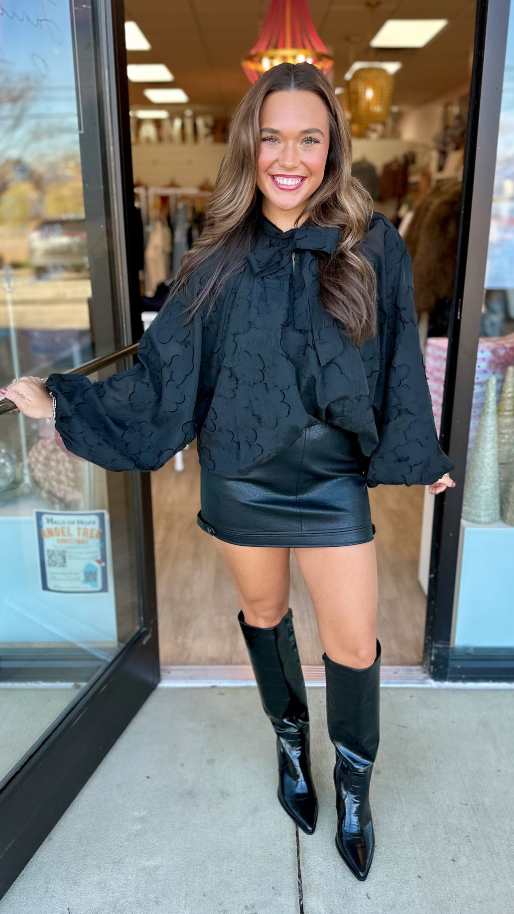 FRNCH Floral Blouse w/ Bow Detail