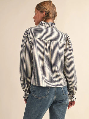 Black Stripe Ruffle Top (1 MEDIUM)