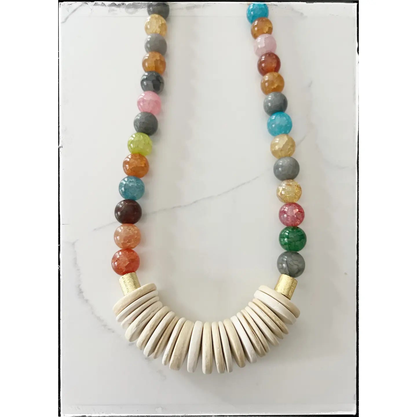 Multicolored Short Gemstone Agate Bead Necklace