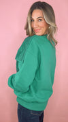 Queen of Sparkles Oversized Rhinestone Bow Sweatshirt