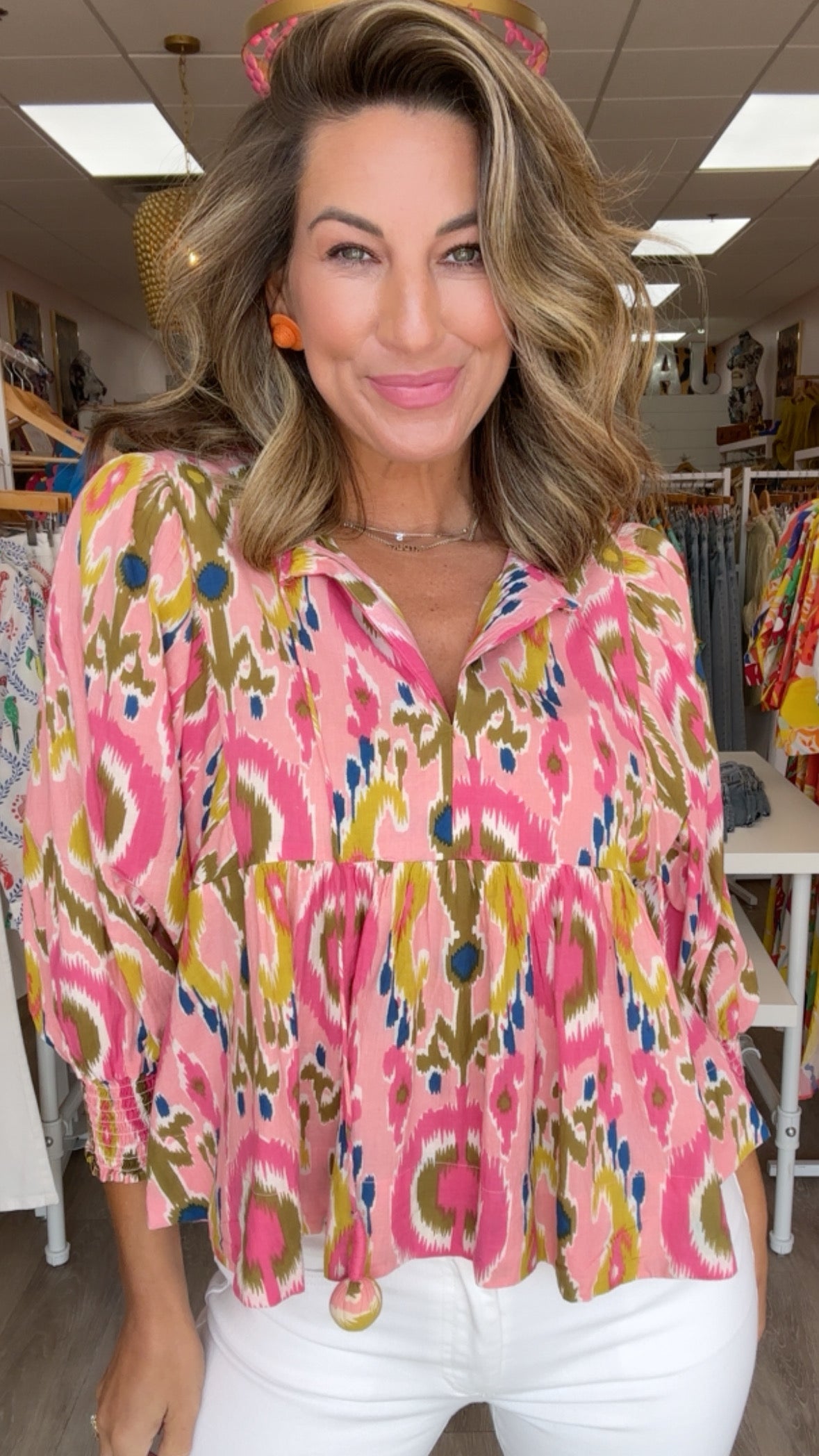 Ivy Jane | Pink Ikat Top