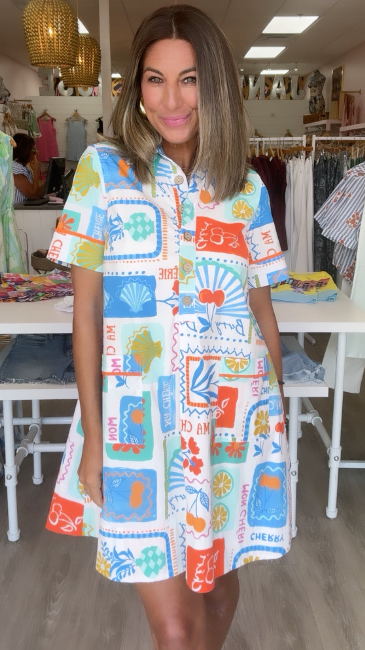 Ivy Jane | Multi Fruit Patch Dress (1 XS)