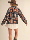 Printed V-Neck Tassel Top (SMALL)