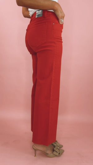 Kut Meg High Rise Wide Leg in Ruby Red