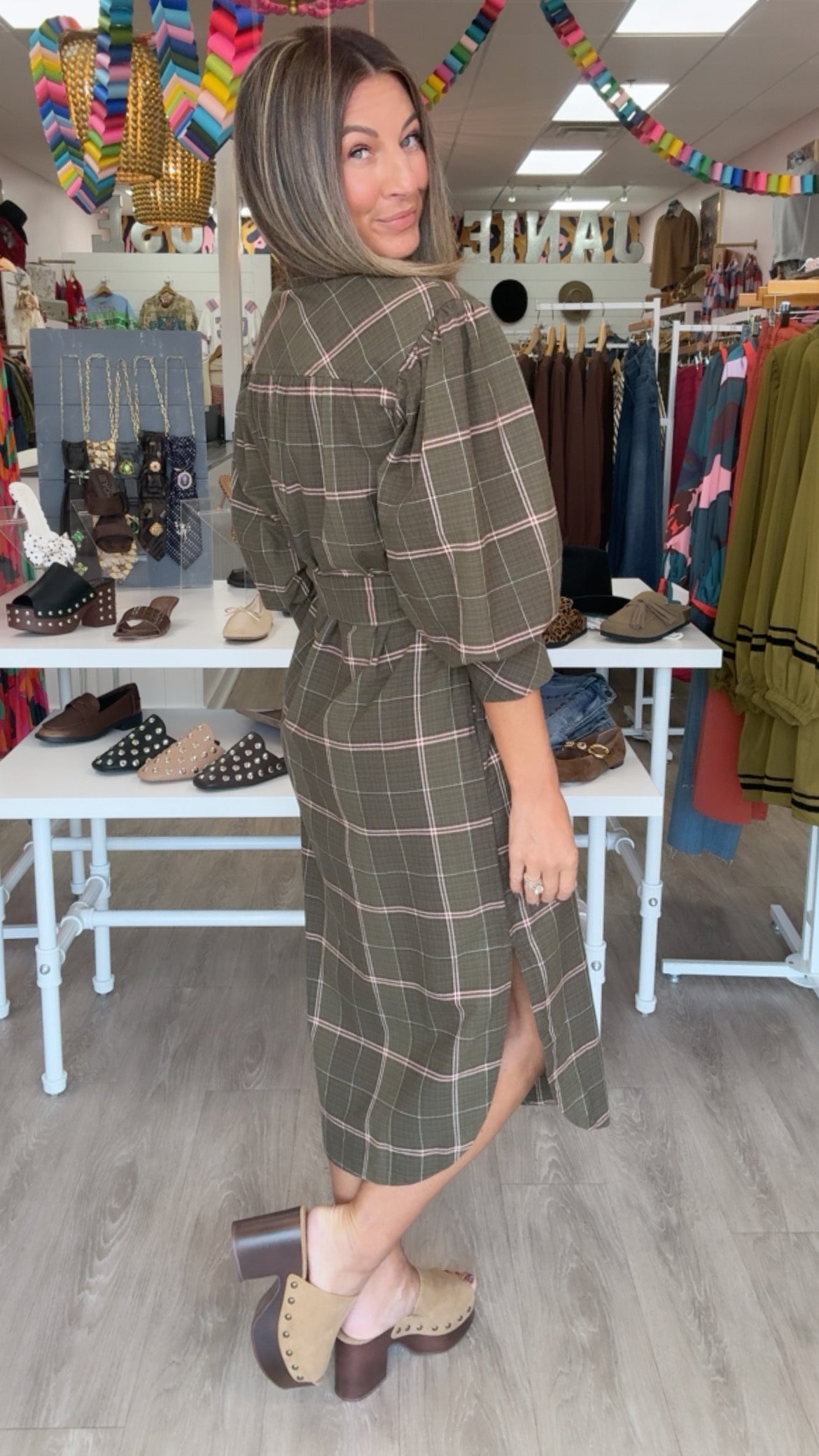 Ivy Jane | Green Plaid Triana Maxi Dress