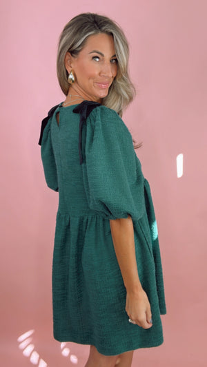 Uncle Frank Green Bow Shoulder Dress