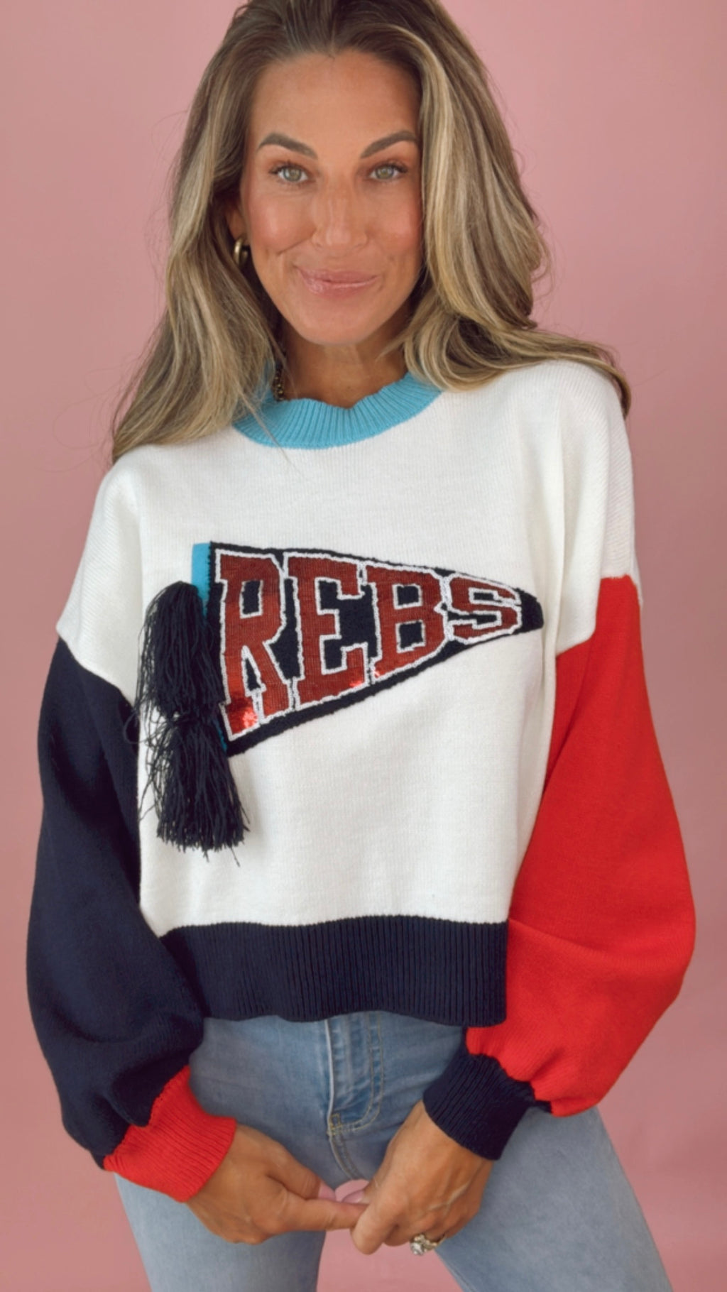 Queen of Sparkles Ole Miss Pennant Sweater