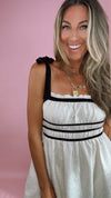 Nora Lee: Metallic Ivory Velvet Trim Annabelle Midi Dress