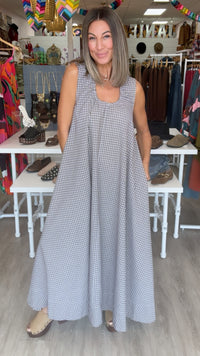 Karlie | Brown Check Scoop Maxi Dress