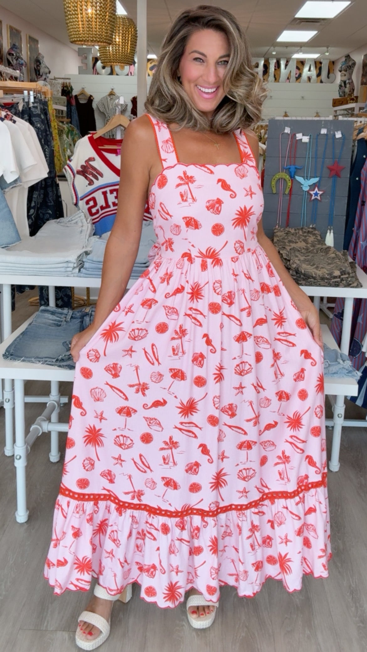 Karlie | Pink Beach Linen Tie Back Maxi Dress