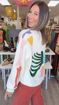 Queen of Sparkles | Multi-Color Bone Skeleton Cardigan