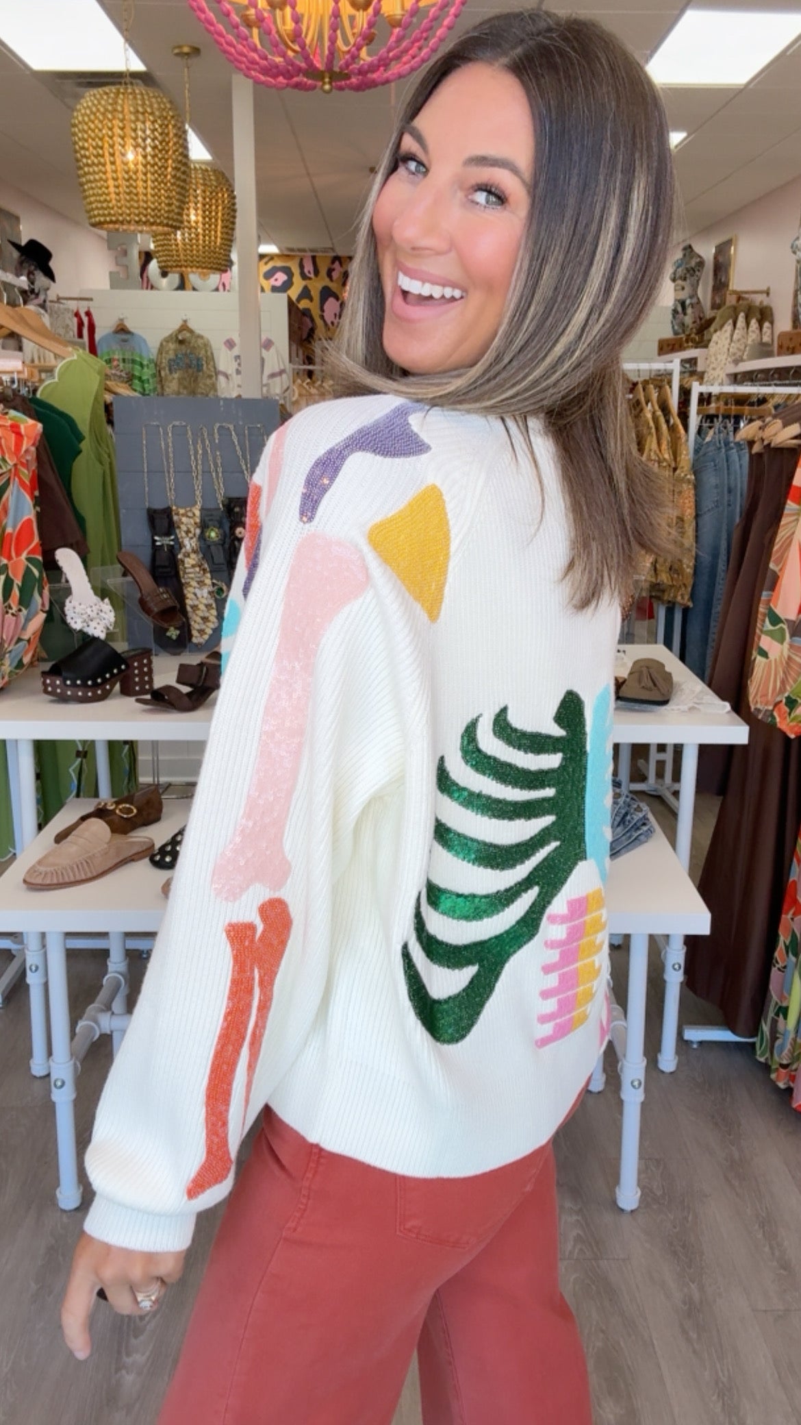Queen of Sparkles | Multi-Color Bone Skeleton Cardigan