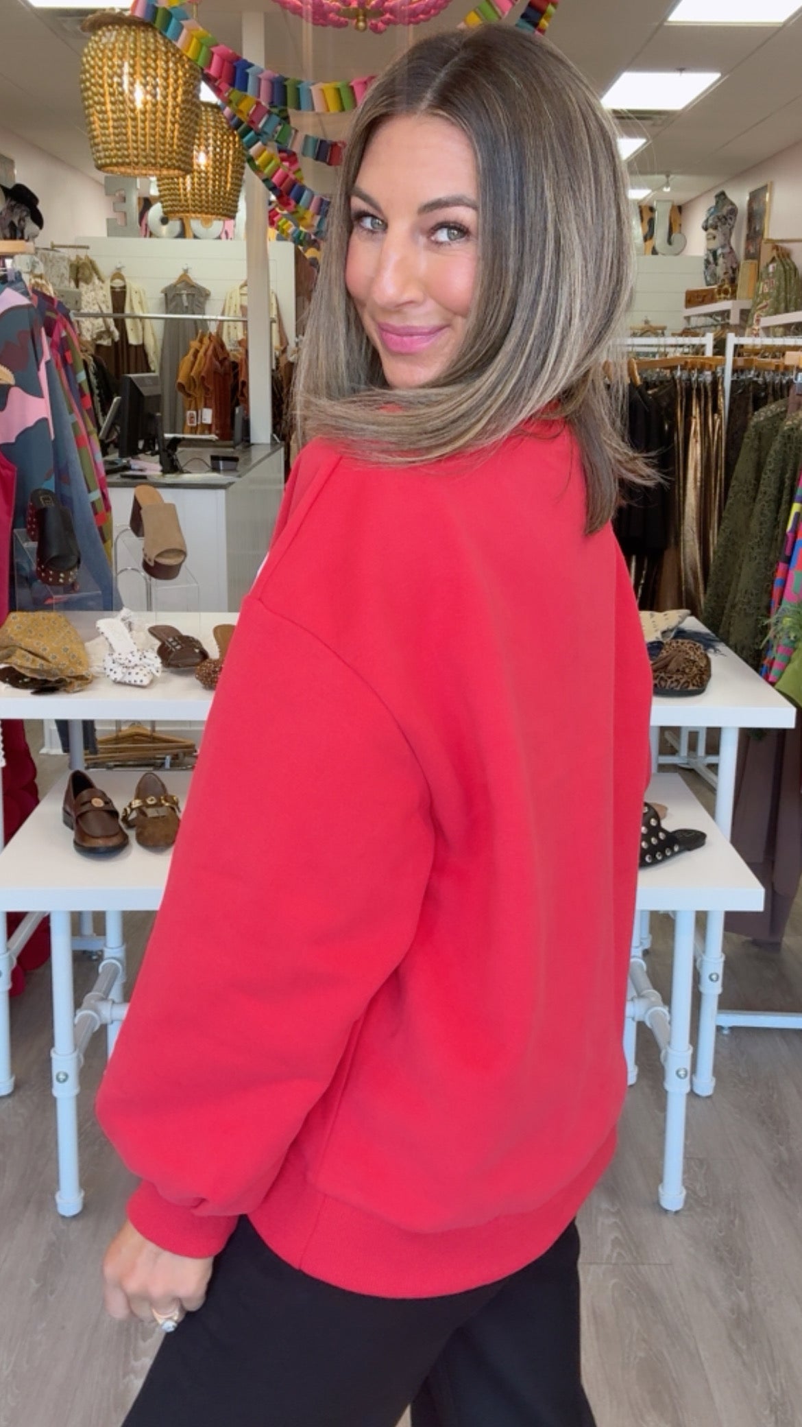 Queen of Sparkles | Clark Griswold in Red Santa Hat Sweatshirt