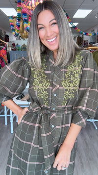 Ivy Jane | Green Plaid Triana Maxi Dress