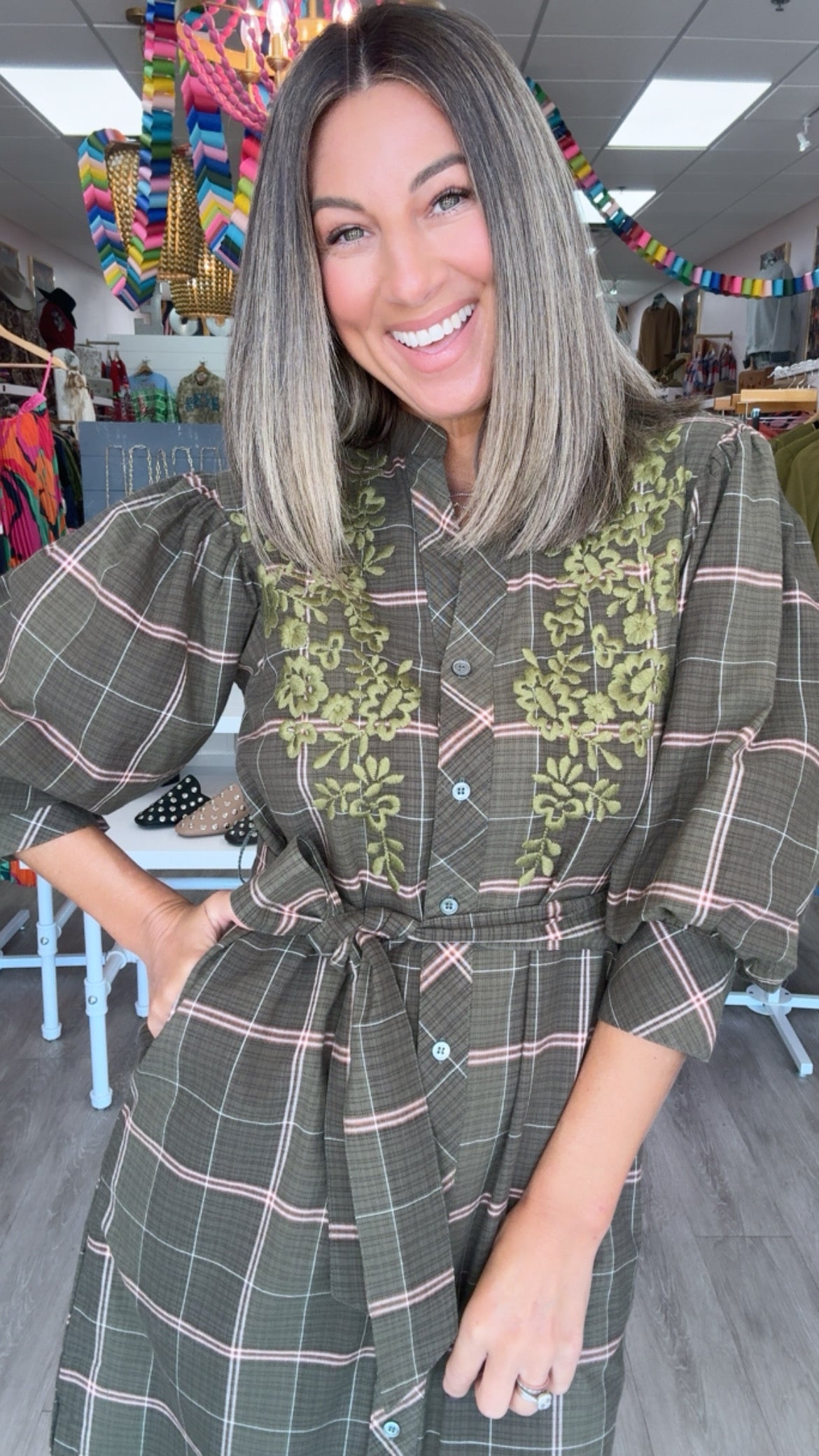 Ivy Jane | Green Plaid Triana Maxi Dress