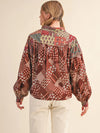 Rust Printed Collar Top (LARGE)