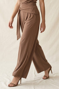 Mocha Front-Tie  Pant