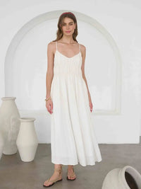 Moon River | Cream V-Neck Sleeveless Midi Dress
