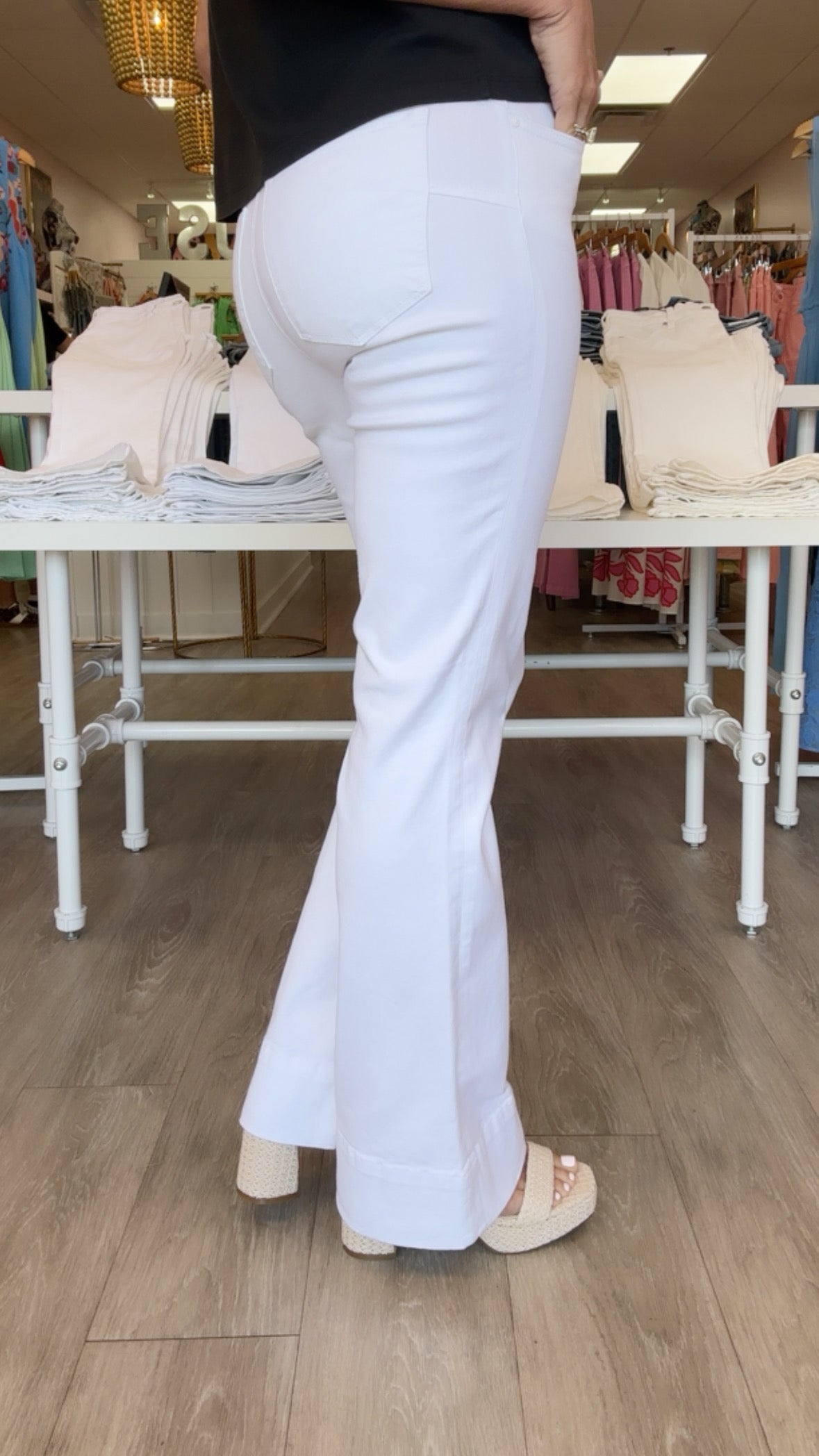 Kut | Stella High Rise Fab Ab Flare in Optic White