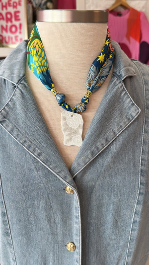 Vintage China Scarf Necklace (Blue/Multi)