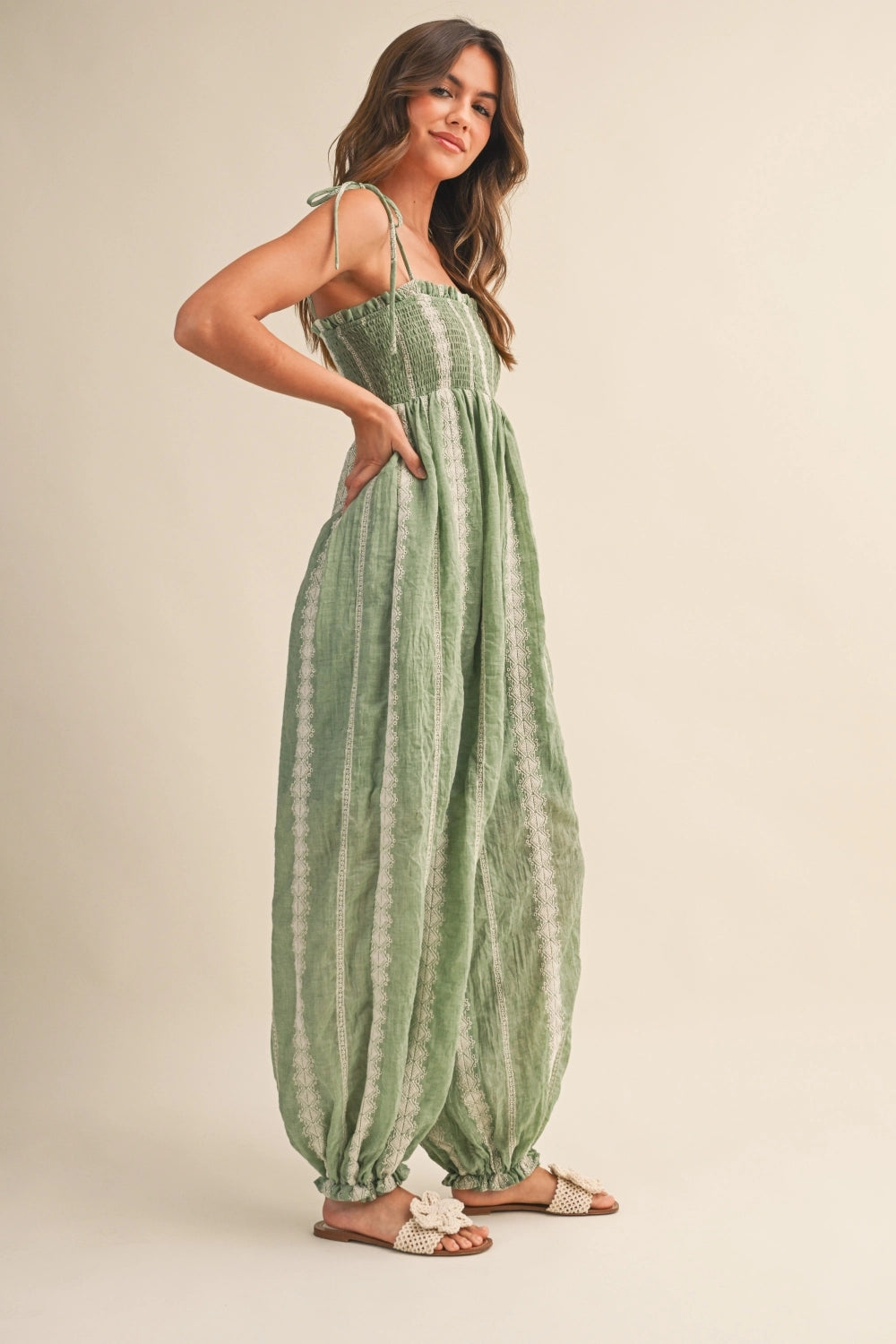Green Printed Jumpsuit
