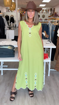 Karlie | Citrine Embroidered Scalloped Dress