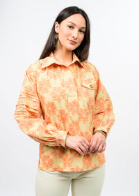 Ivy Jane | Citron Jacquard Stripe Top w/ Pleated Sleeve