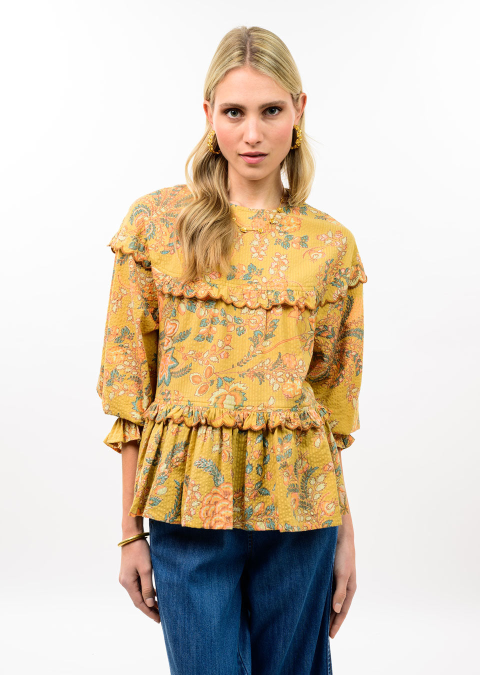 Ivy Jane | Gold Tiered Scalloped Top