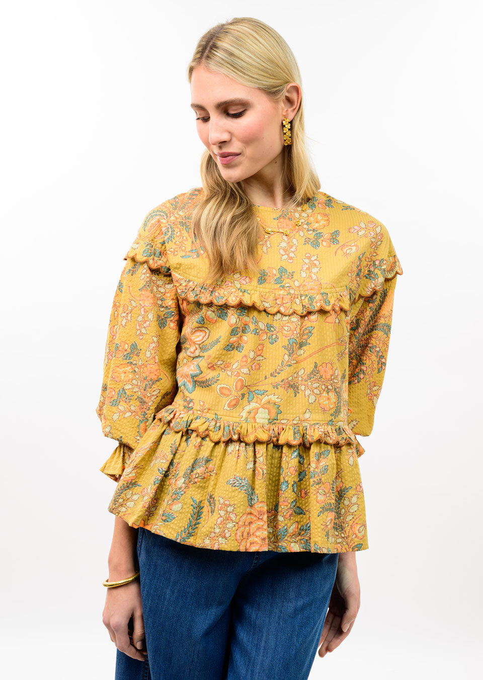 Ivy Jane | Gold Tiered Scalloped Top