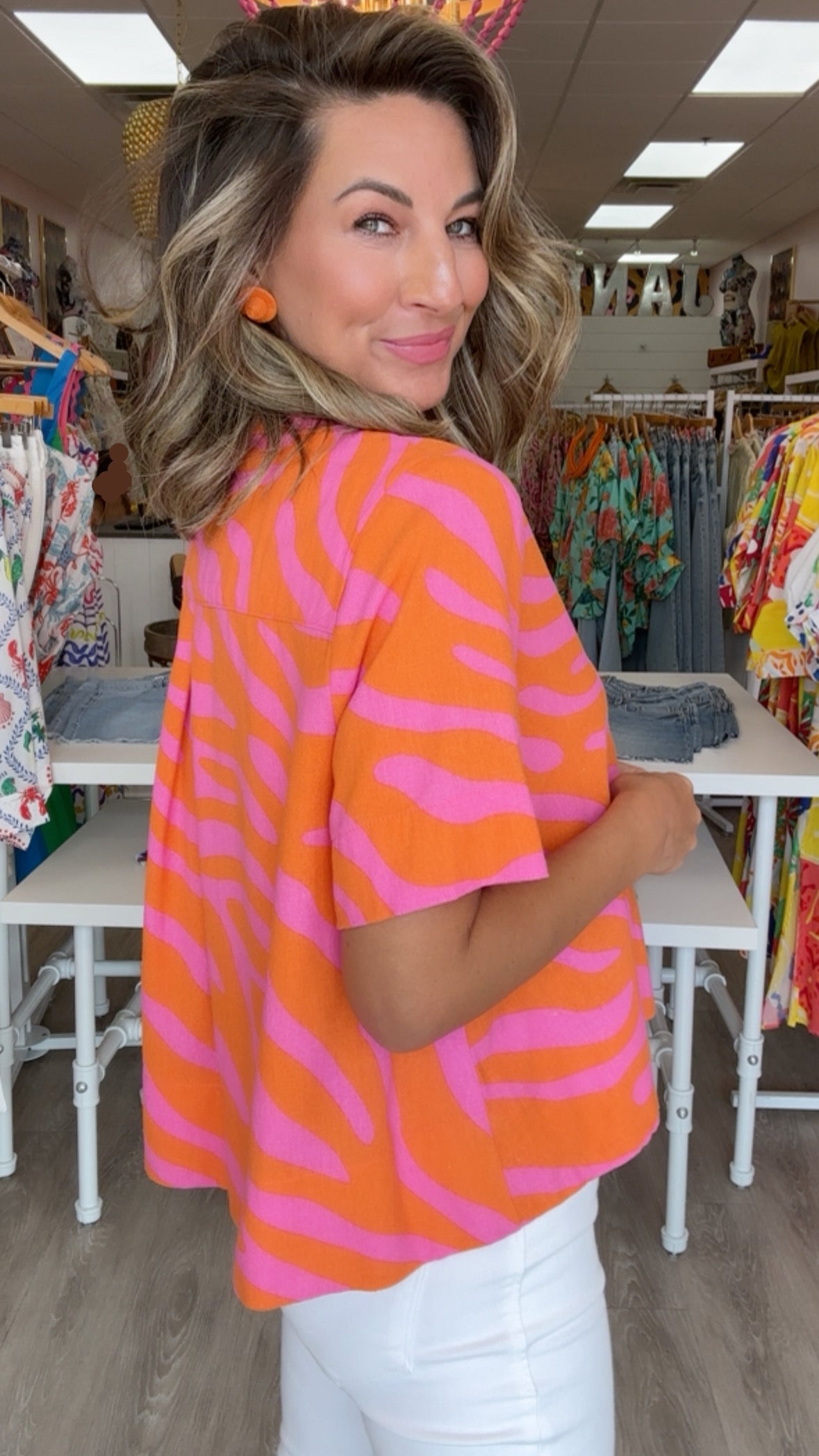 Ivy Jane | Tangerine Swing Popover Top