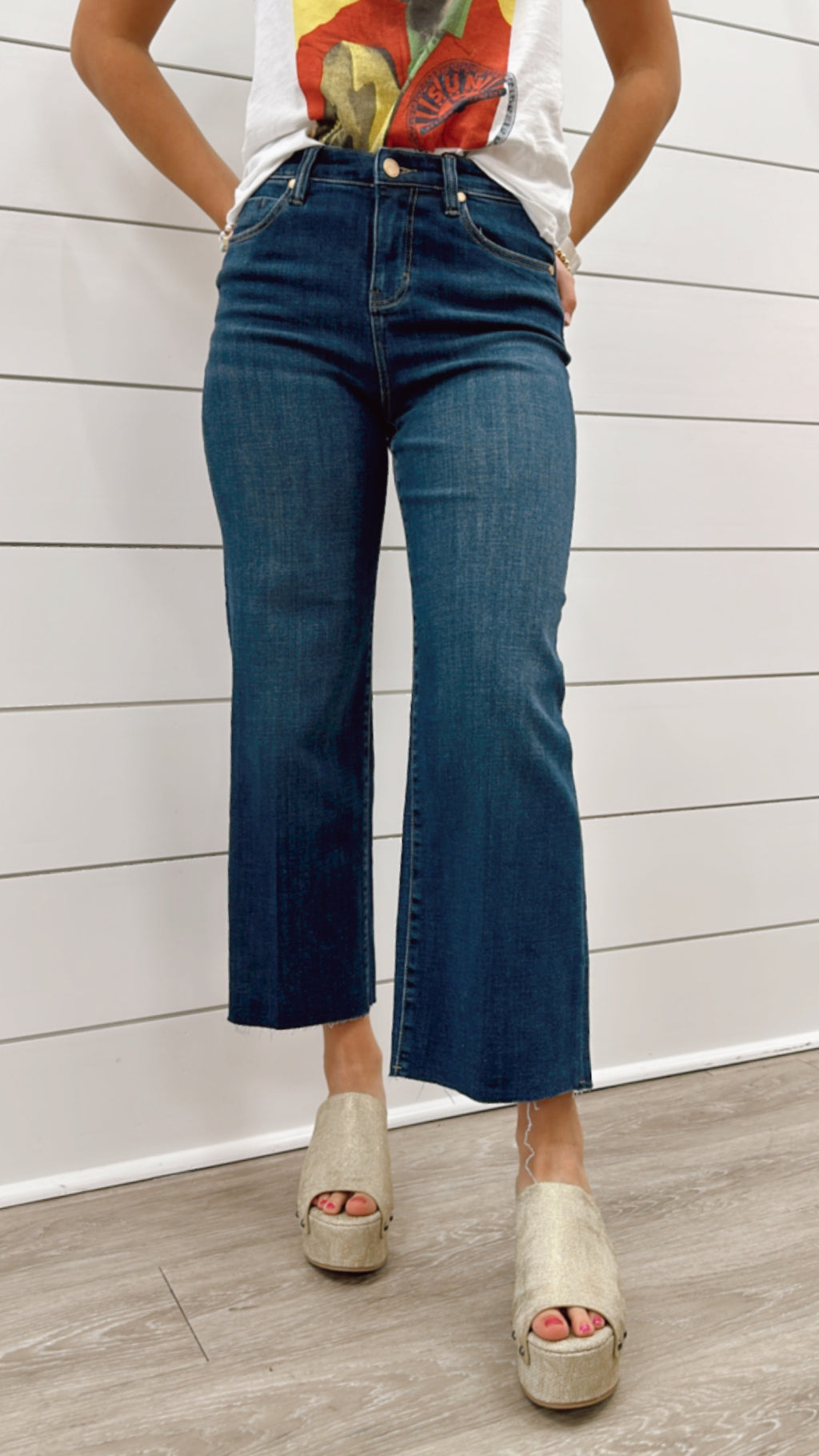 Liverpool Stride Wide Leg Cropped Jean in Bowers Wash