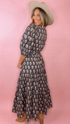 Pink Chicken Indria Maxi in Navy Flower Drop (1 XS)