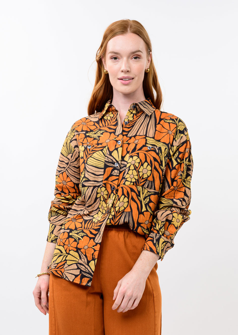 Ivy Jane | Black Mod Flower Print Camp Shirt