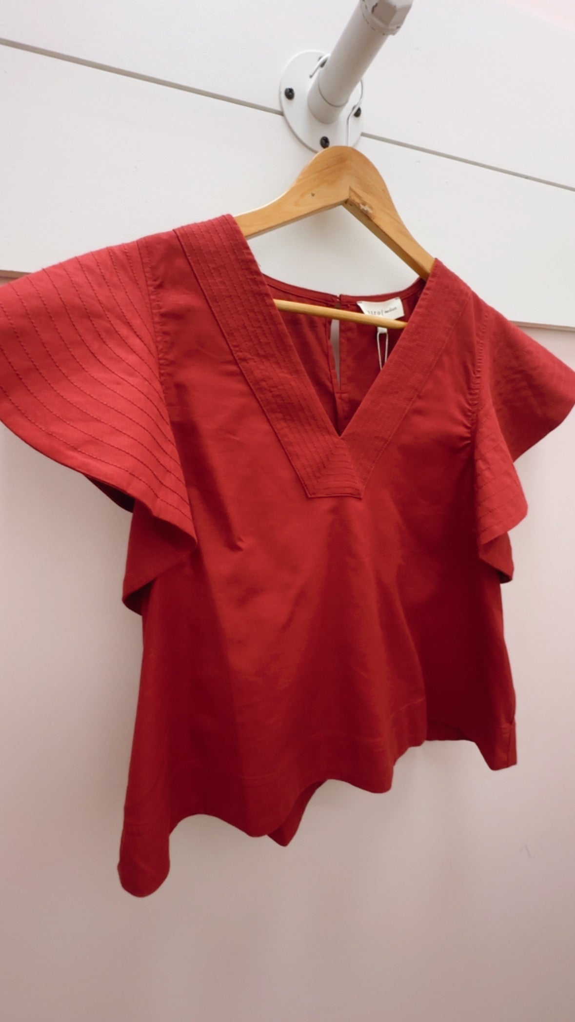 Merlot V Neck Flutter Slv Top