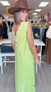 Karlie | Citrine Embroidered Scalloped Dress