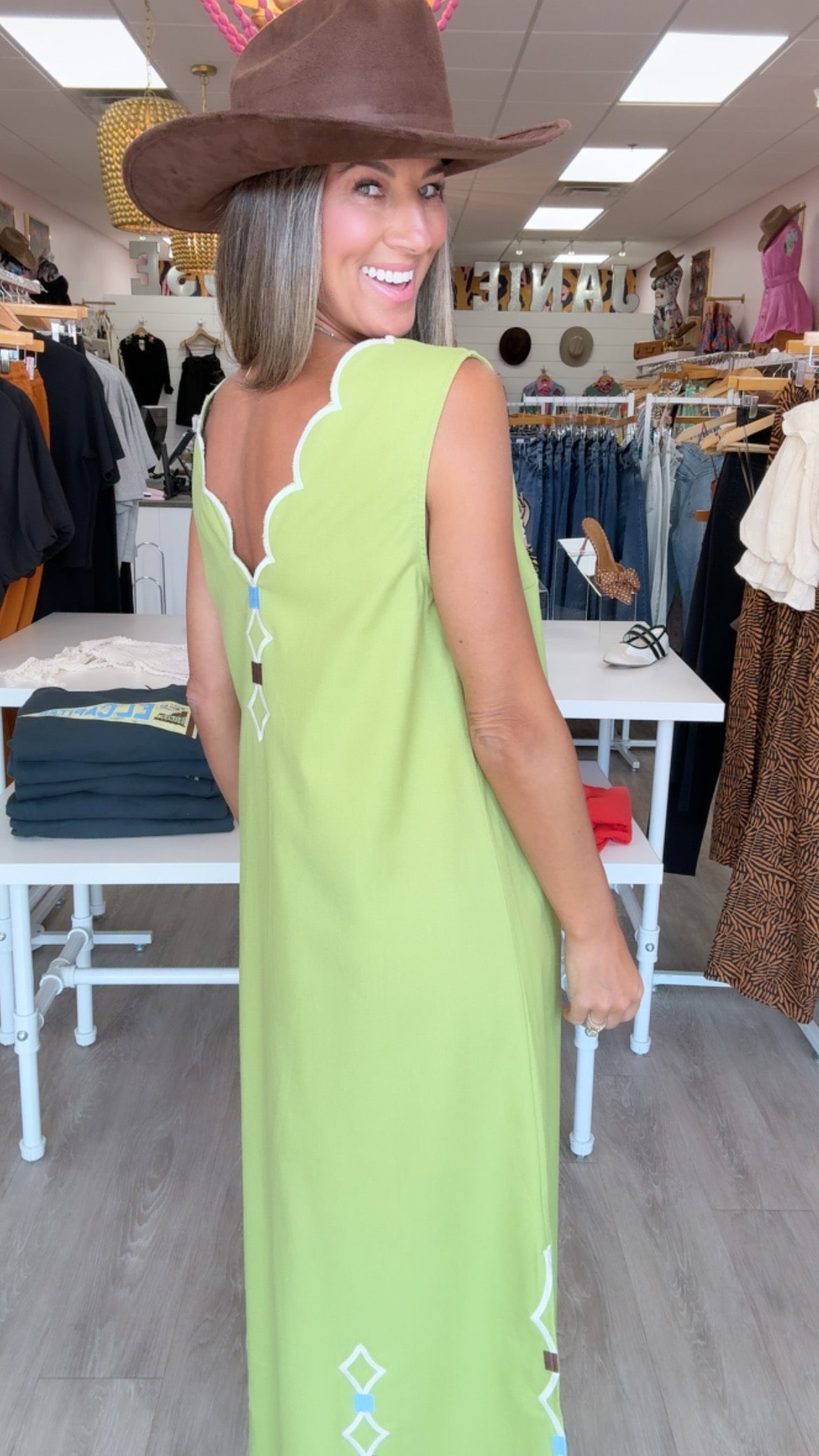 Karlie | Citrine Embroidered Scalloped Dress