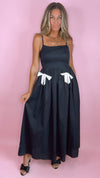 Nora Lee: Black w/ Ivory Bows Beatrice Midi Dress