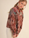 Rust Printed Collar Top (LARGE)
