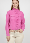 Ivy Jane Pink Cord Ruffle Neck Top (1 XS)