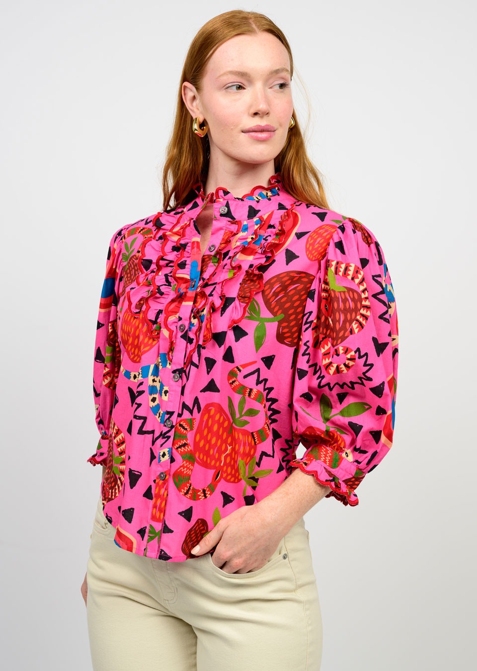Ivy Jane Hot Pink Charming Snakes Top