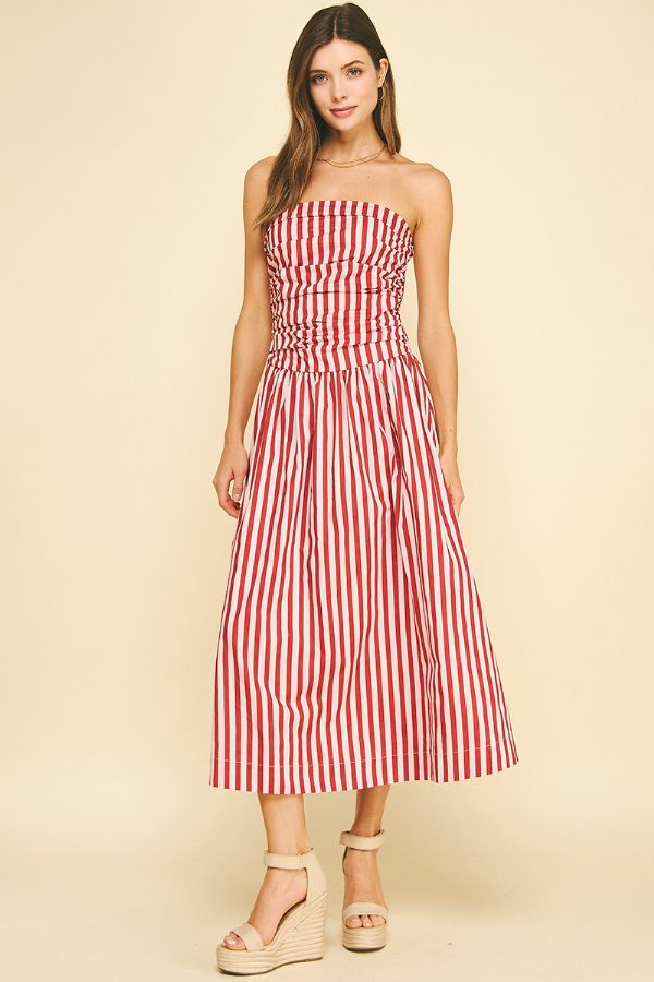 Pink/Wine Stripe Tube Maxi