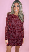 Dress The Population Stassi Floral Lace Dress in Oxblood