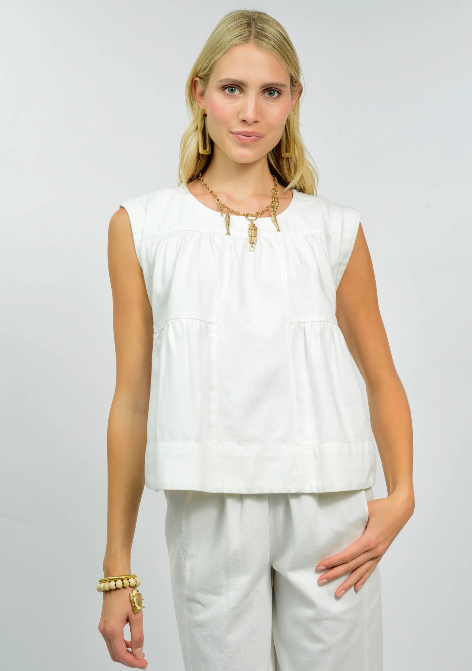 Ivy Jane White Patched Swing Top