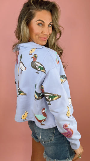 Queen of Sparkles Powder Blue Duck Collar Sweatshirt