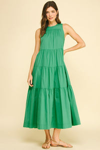 Green Bow Back Tiered Maxi