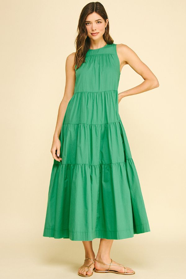 Green Bow Back Tiered Maxi