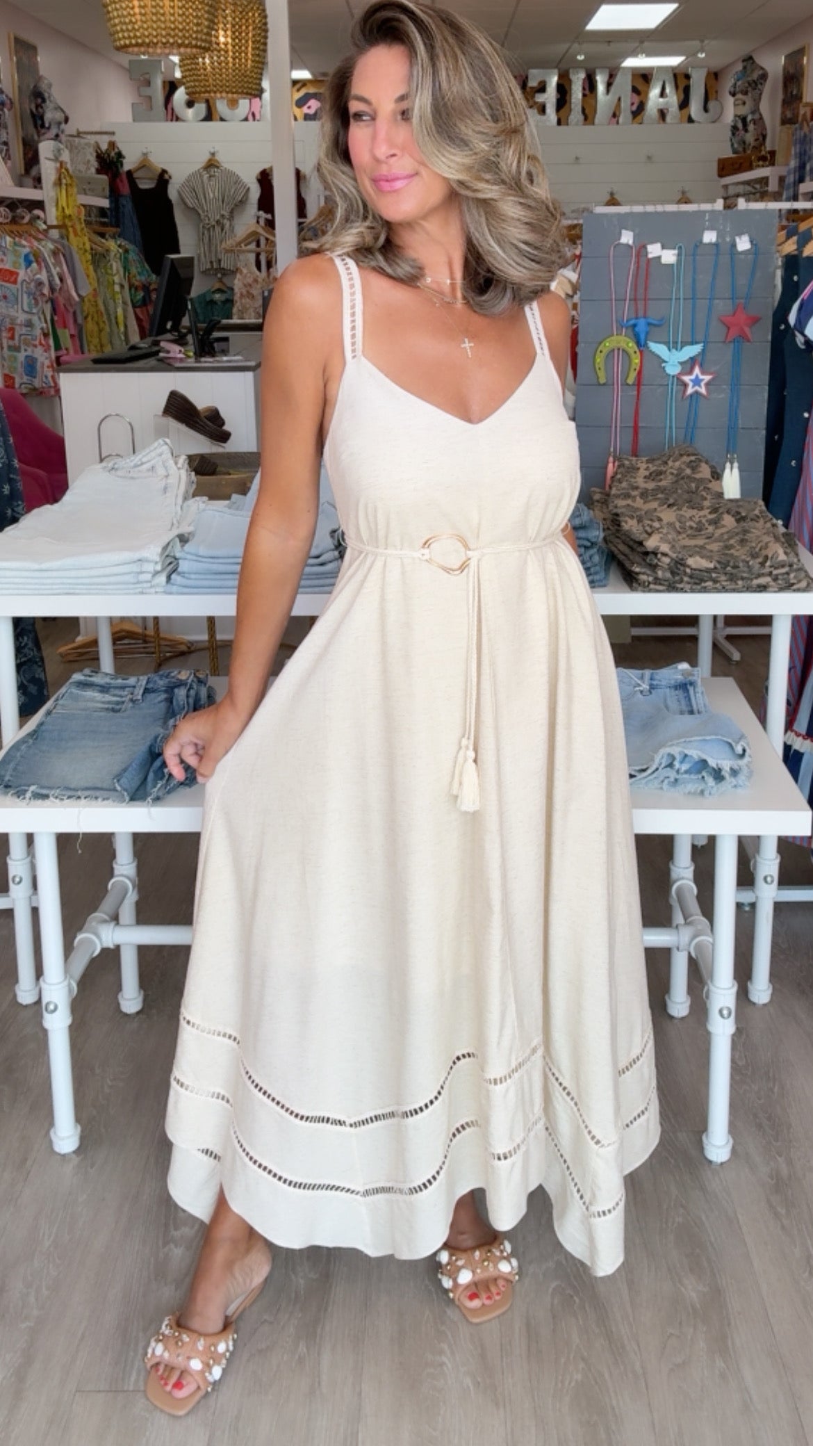 Moon River | Sleeveless Asymmetric Hem Belted Dress