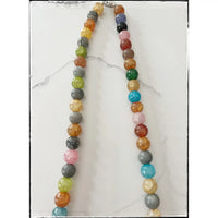 Multicolored Short Gemstone Agate Bead Necklace