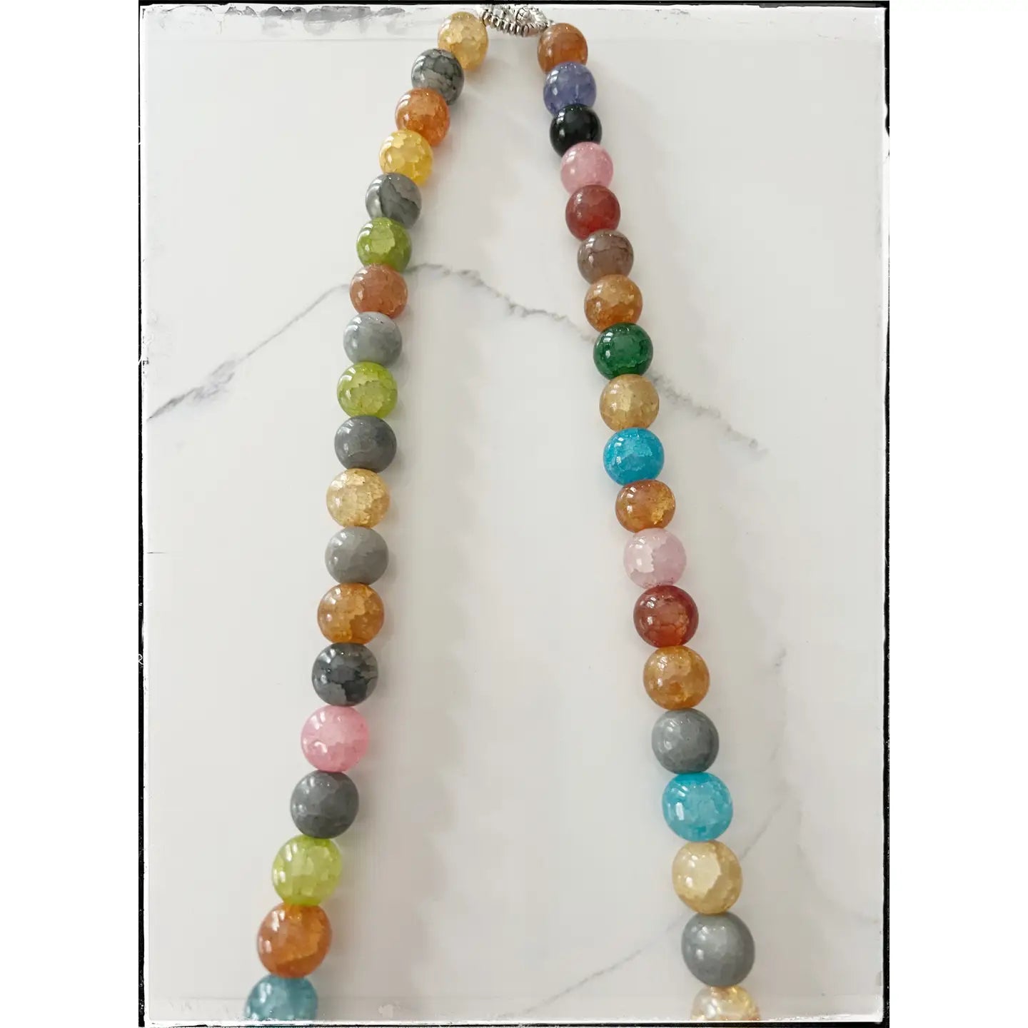 Multicolored Short Gemstone Agate Bead Necklace