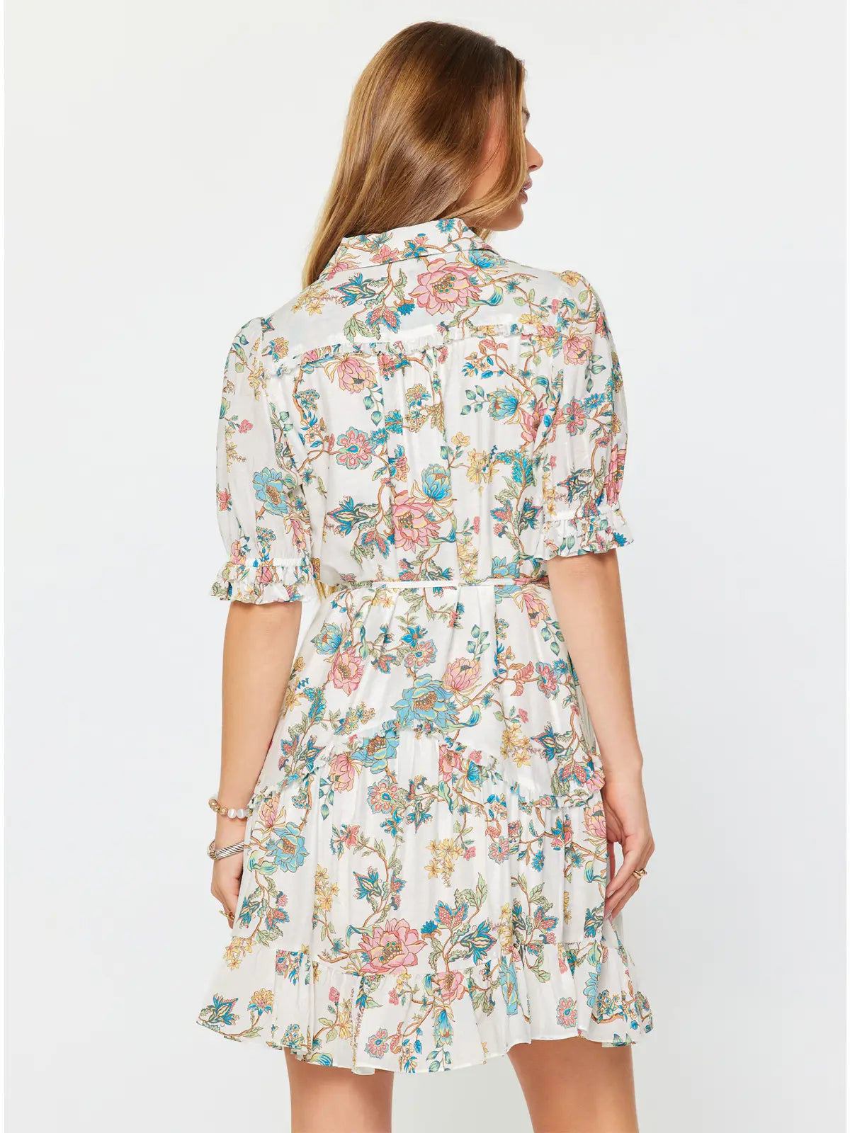 Current Air Floral Printed Button-Down Mini Dress